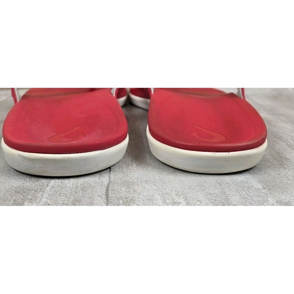 Olukai Ho'OPIO Slide Sandal Flip Flops Red Leather Women Size 10 Beach Pool - Picture 7 of 10